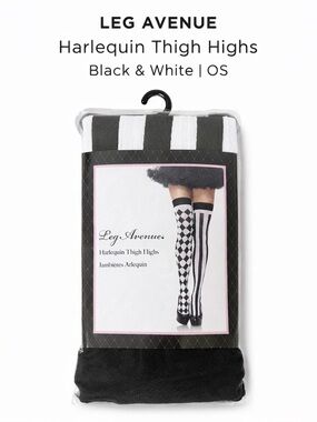Leg Avenue Black & White Harlequin Mix Thigh Highs